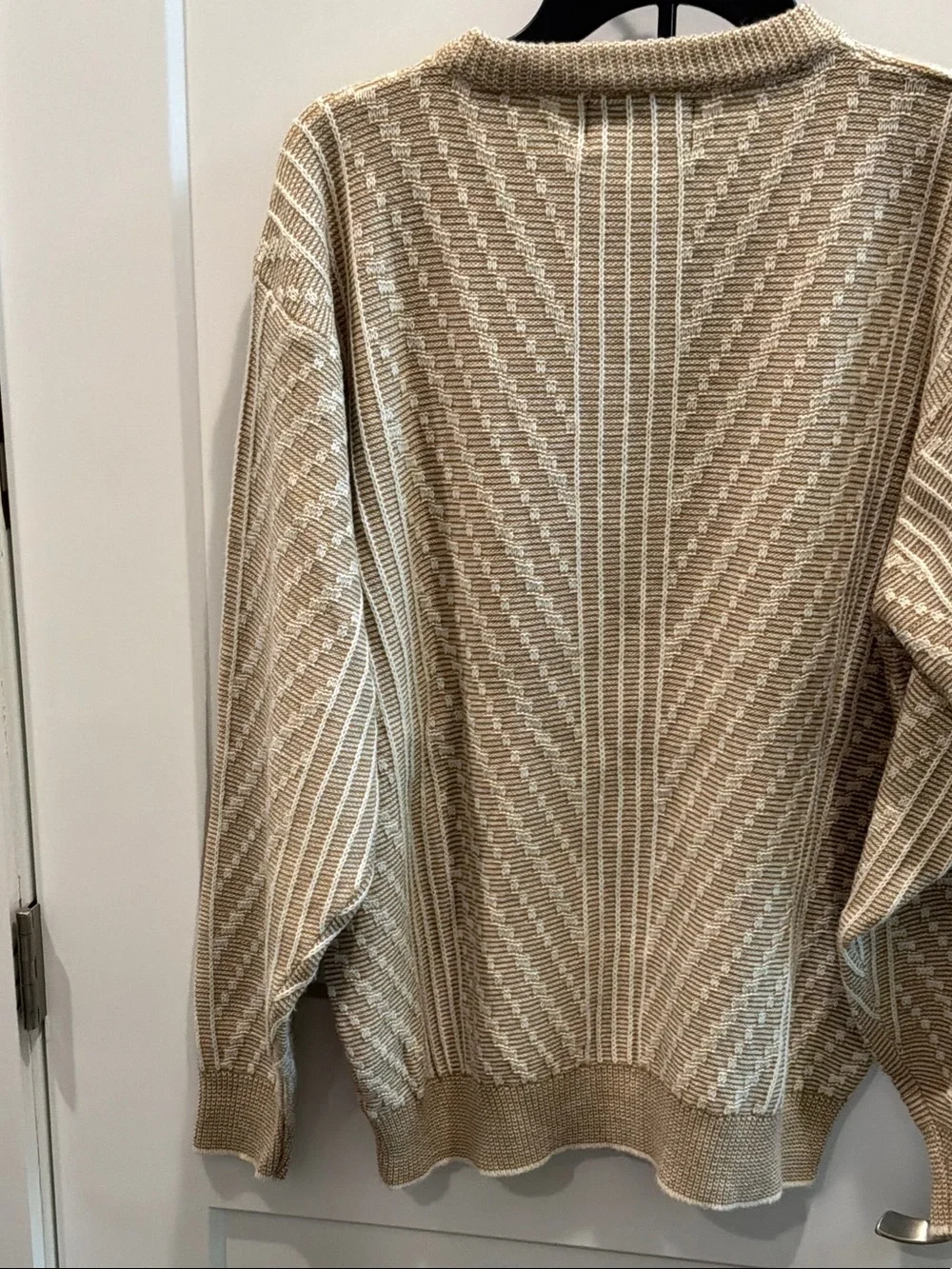 Christian Dior Beige Cream Textured Knit Crewneck Sweater XL Vintage Rare